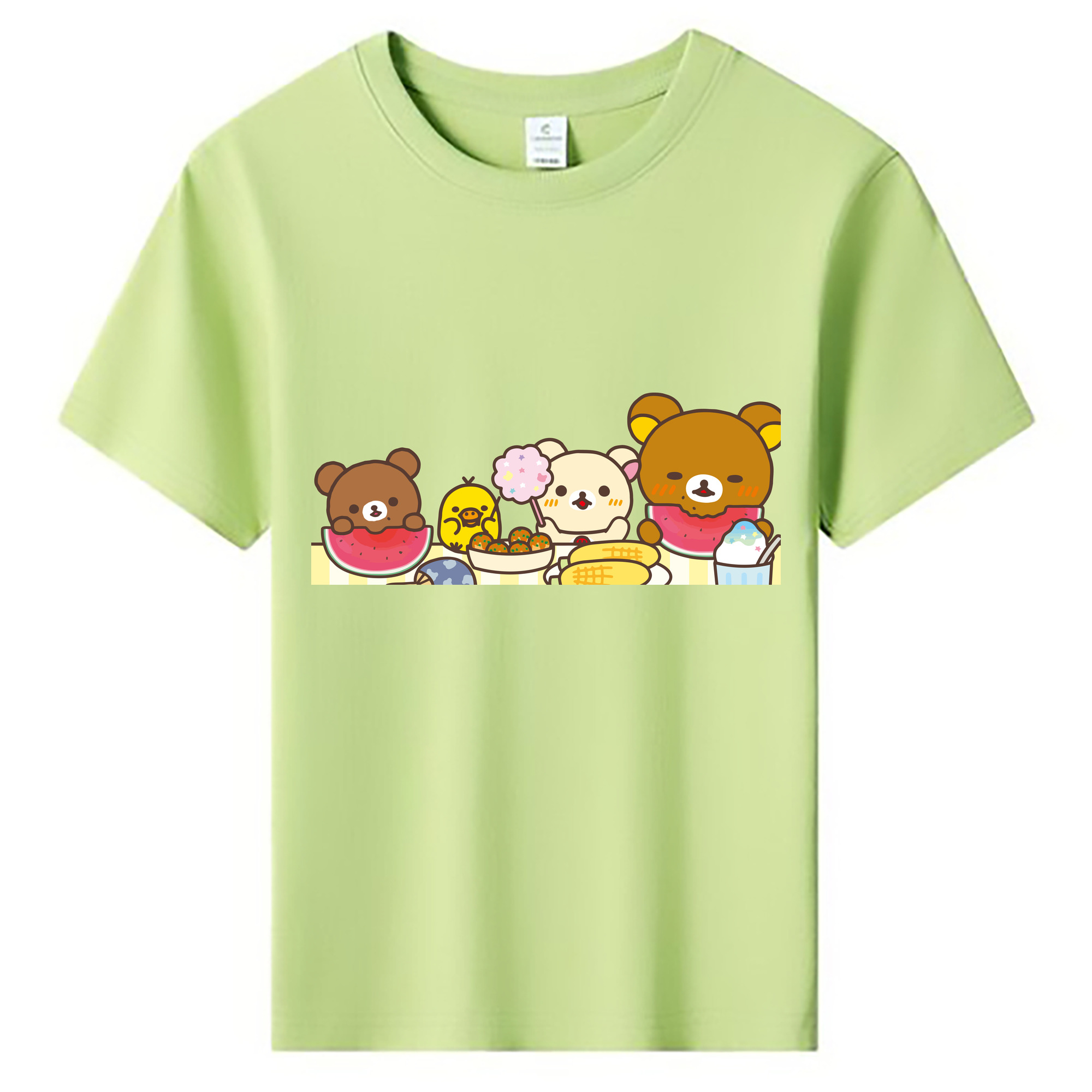 （画像用） リラックマ リラックマ キイロイトリ Rilakkuma Korilakkuma Kiiroitori 綿100％キッズTシャツ（フロントプリント）